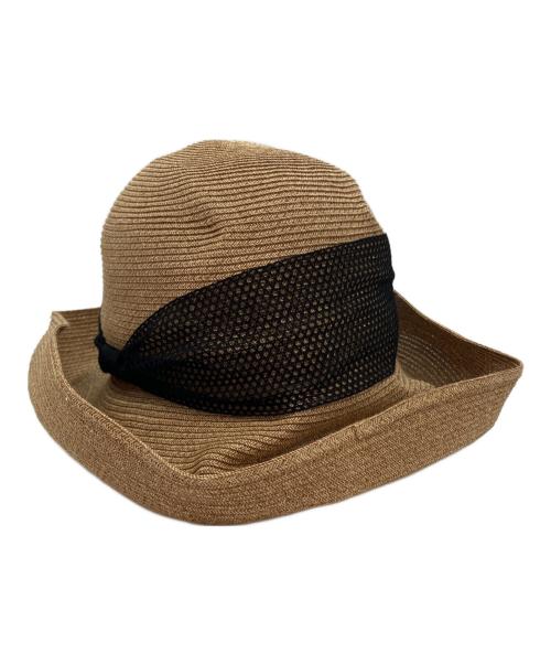 mature ha.（マチュアーハ）mature ha. (マチュアーハ) BOXED HAT 11cm brim mesh ribbon ハット ブラウン×ブラックの古着・服飾アイテム