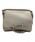 TOD'Sトッズ）の古着「ダブルT レザー 2WAY ショルダーバッグ」｜ホワイト