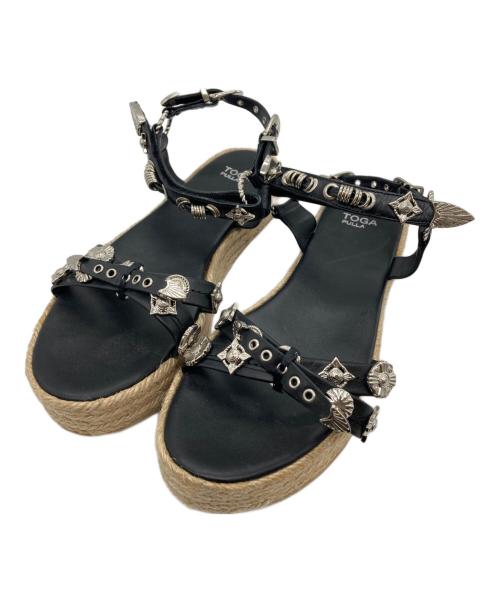 TOGA PULLA（トーガ プルラ）TOGA PULLA (トーガ プルラ) アンクルストラップエスパドリーユサンダル ブラック サイズ:39の古着・服飾アイテム