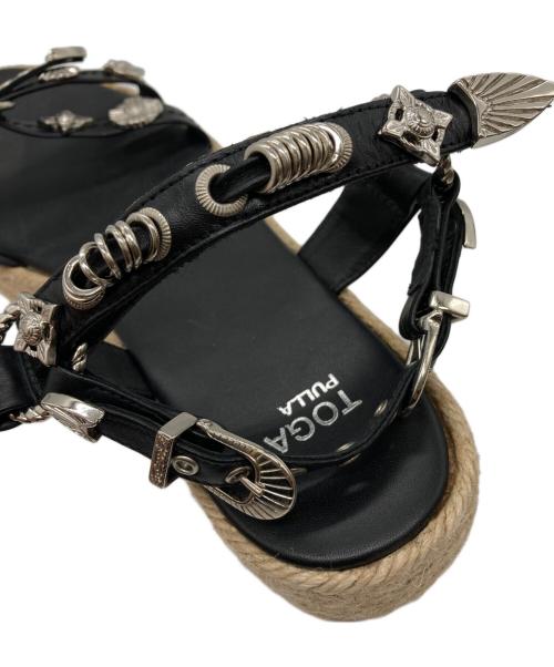 TOGA PULLA（トーガ プルラ）TOGA PULLA (トーガ プルラ) アンクルストラップエスパドリーユサンダル ブラック サイズ:39の古着・服飾アイテム