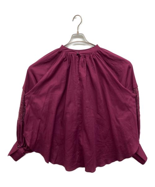 CLOTH&CROSS（クロスアンドクロス）CLOTH&CROSS (クロスアンドクロス) レース切替スリーブブラウス パープル サイズ:Freeの古着・服飾アイテム