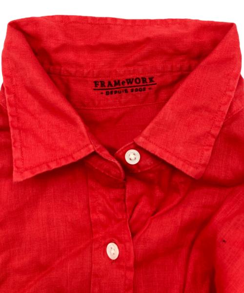 FRAMeWORK（フレームワーク）FRAMeWORK (フレームワーク) フレンチリネンレギュラーシャツ レッド サイズ:Freeの古着・服飾アイテム