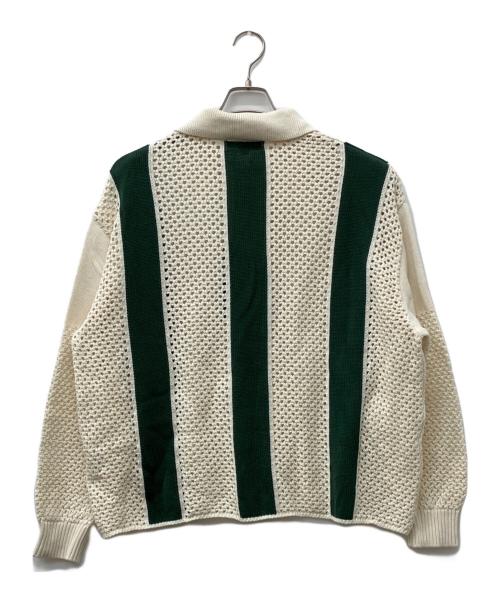 always out of stock（オールウェイズ アウト オブ ストック）always out of stock (オールウェイズ アウト オブ ストック) STRIPED KNIT SHIRT ホワイト×グリーン サイズ:1 未使用品の古着・服飾アイテム