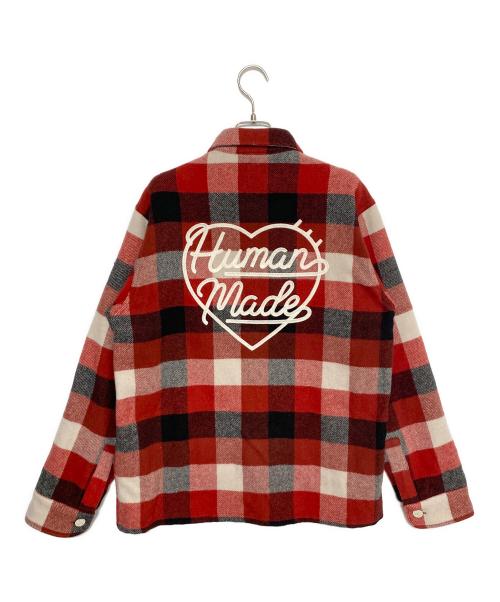 HUMAN MADE（ヒューマンメイド）HUMAN MADE (ヒューマンメイド) WOOL BEAVERBLOCK CHECK SHIRT レッド サイズ:Mの古着・服飾アイテム