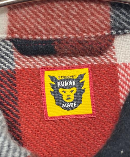 HUMAN MADE（ヒューマンメイド）HUMAN MADE (ヒューマンメイド) WOOL BEAVERBLOCK CHECK SHIRT レッド サイズ:Mの古着・服飾アイテム