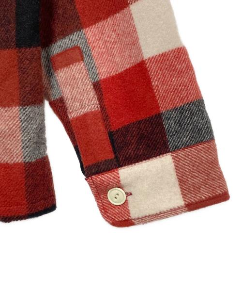 HUMAN MADE（ヒューマンメイド）HUMAN MADE (ヒューマンメイド) WOOL BEAVERBLOCK CHECK SHIRT レッド サイズ:Mの古着・服飾アイテム