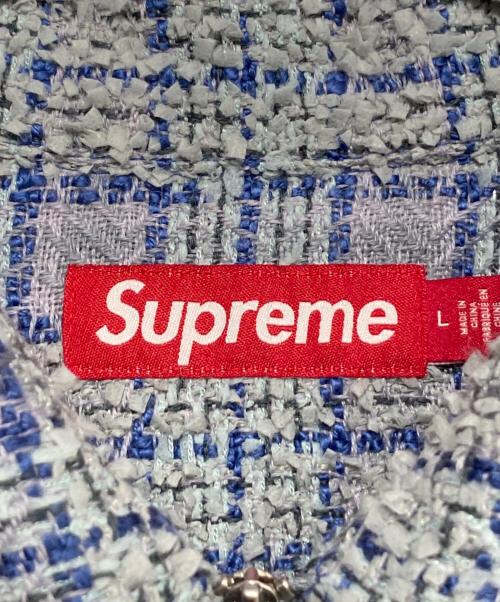SUPREME（シュプリーム）Supreme (シュプリーム) Boucle zip up shirt ブルー サイズ:Lの古着・服飾アイテム