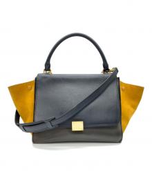 CELINE（セリーヌ）の古着「トラペーズハンドバッグ」｜ネイビー×ブラウン