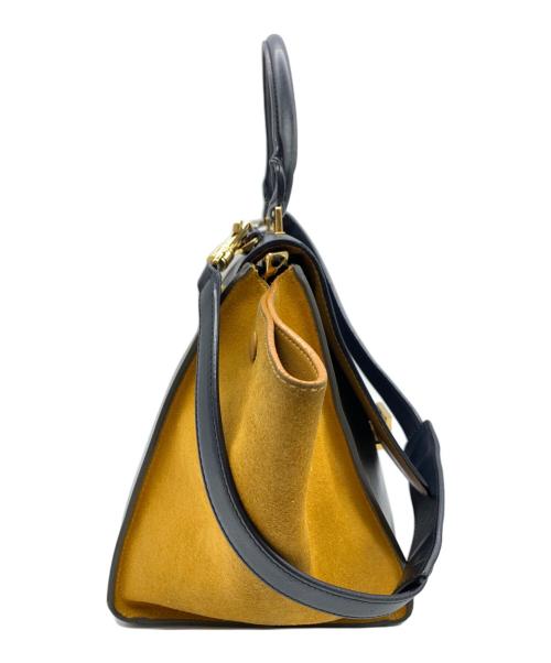 CELINE（セリーヌ）CELINE (セリーヌ) トラペーズハンドバッグ ネイビー×ブラウンの古着・服飾アイテム