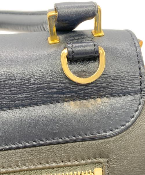 CELINE（セリーヌ）CELINE (セリーヌ) トラペーズハンドバッグ ネイビー×ブラウンの古着・服飾アイテム