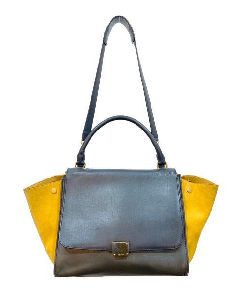 CELINE（セリーヌ）CELINE (セリーヌ) トラペーズハンドバッグ ネイビー×ブラウンの古着・服飾アイテム