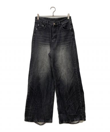 中古・古着通販】MENES (メネス) ダメージデニムパンツ ブラック
