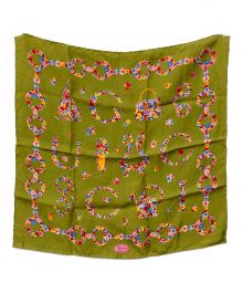 GUCCI（グッチ）の古着「フラワープリントスカーフ」｜オリーブ