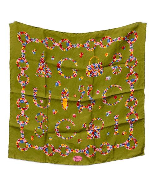GUCCI（グッチ）GUCCI (グッチ) フラワープリントスカーフ オリーブの古着・服飾アイテム