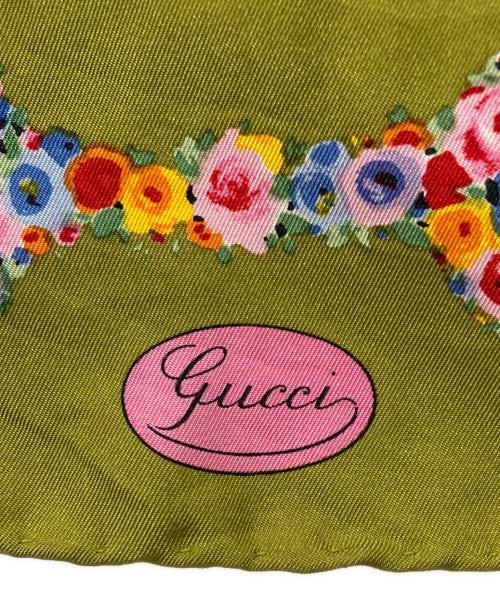 GUCCI（グッチ）GUCCI (グッチ) フラワープリントスカーフ オリーブの古着・服飾アイテム
