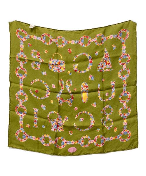 GUCCI（グッチ）GUCCI (グッチ) フラワープリントスカーフ オリーブの古着・服飾アイテム