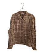 AURALEEオーラリー）の古着「LINEN SILK CHECK ZIP BLOUSON」｜ブラウン×アイボリー