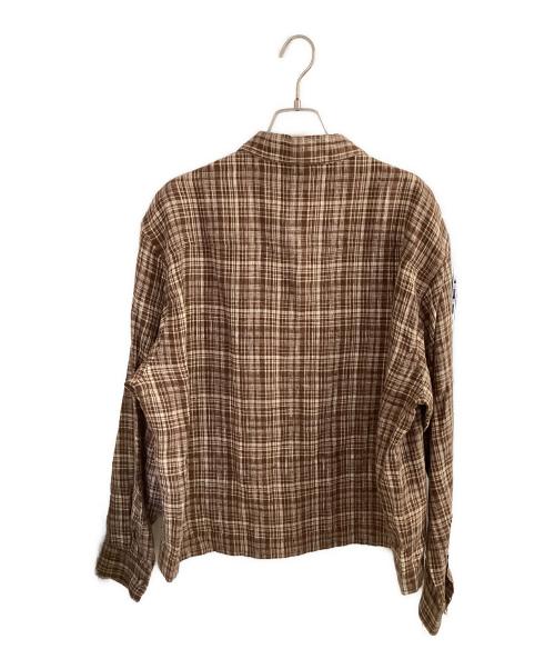 AURALEE（オーラリー）AURALEE (オーラリー) LINEN SILK CHECK ZIP BLOUSON ブラウン×アイボリー サイズ:4の古着・服飾アイテム