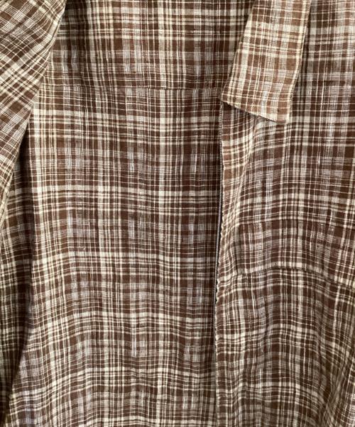AURALEE（オーラリー）AURALEE (オーラリー) LINEN SILK CHECK ZIP BLOUSON ブラウン×アイボリー サイズ:4の古着・服飾アイテム