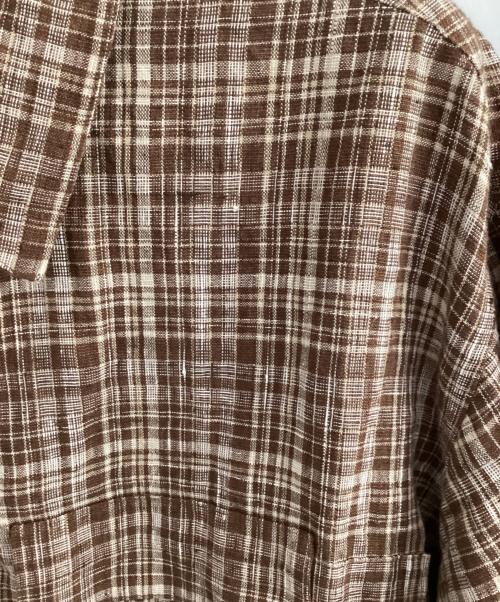 AURALEE（オーラリー）AURALEE (オーラリー) LINEN SILK CHECK ZIP BLOUSON ブラウン×アイボリー サイズ:4の古着・服飾アイテム