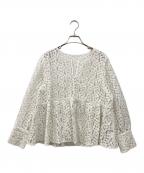 JUSGLITTYジャスグリッティー）の古着「ミニブーケ刺繍ブラウス」｜ホワイト