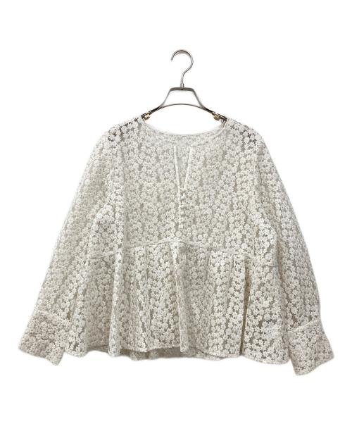 JUSGLITTY（ジャスグリッティー）JUSGLITTY (ジャスグリッティー) ミニブーケ刺繍ブラウス ホワイト サイズ:2の古着・服飾アイテム