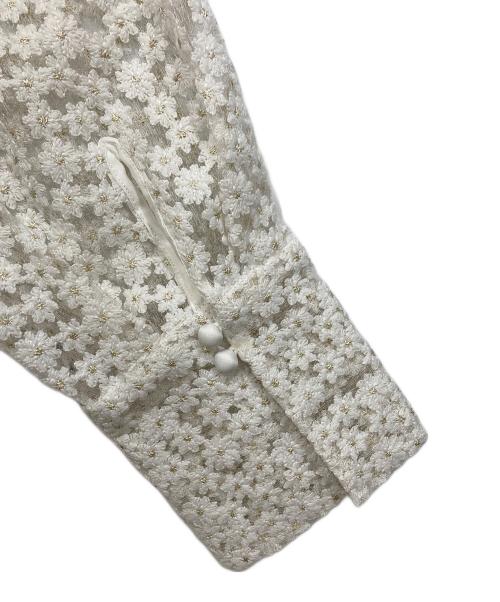 JUSGLITTY（ジャスグリッティー）JUSGLITTY (ジャスグリッティー) ミニブーケ刺繍ブラウス ホワイト サイズ:2の古着・服飾アイテム