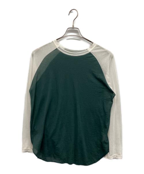6(ROKU) BEAUTY&YOUTH（ロク ビューティーアンドユース）6(ROKU) BEAUTY&YOUTH (ロク ビューティーアンドユース) COTTON NYLON BASEBALL TSHIRT グリーン サイズ:Freeの古着・服飾アイテム