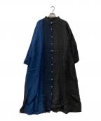 08MABゼロハチマブ）の古着「リネン配色ワンピース」｜ブラック×ネイビー