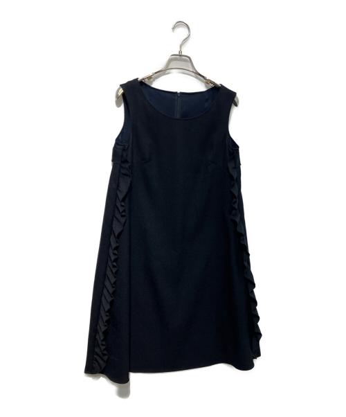 Rene（ルネ）Rene (ルネ) フリルノースリーブワンピース ネイビー サイズ:32の古着・服飾アイテム