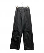 MAISON SPECIALメゾンスペシャル）の古着「Vegan Leather Wide Straight Pants　ヴィーガンレザーワイドストレートパンツ」｜ブラック