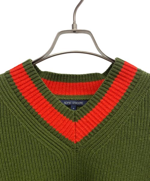 SOFIE D'HOORE（ソフィードール）SOFIE D'HOORE (ソフィードール) Vネックボリュームリブセーター グリーン サイズ:Mの古着・服飾アイテム