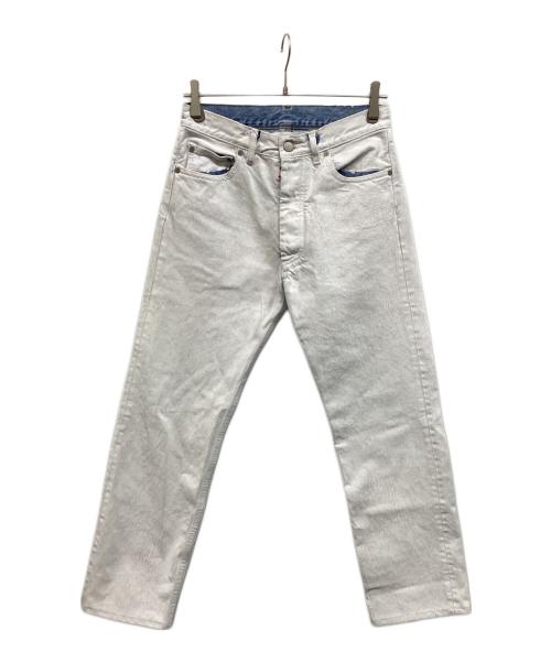 Maison Margiela（メゾンマルジェラ）Maison Margiela (メゾンマルジェラ) ビアンケット加工デニムパンツ ホワイト×ブルー サイズ:28の古着・服飾アイテム