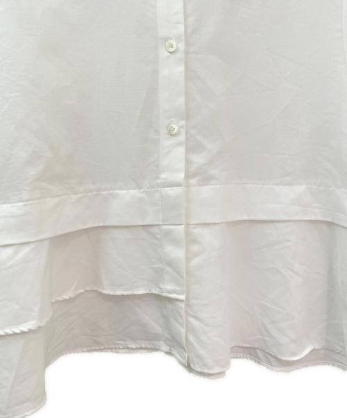 CABAN（キャバン）CABAN (キャバン) タイプライターダブルクロス アシンメトリックフリルシャツ ホワイト サイズ:FREEの古着・服飾アイテム