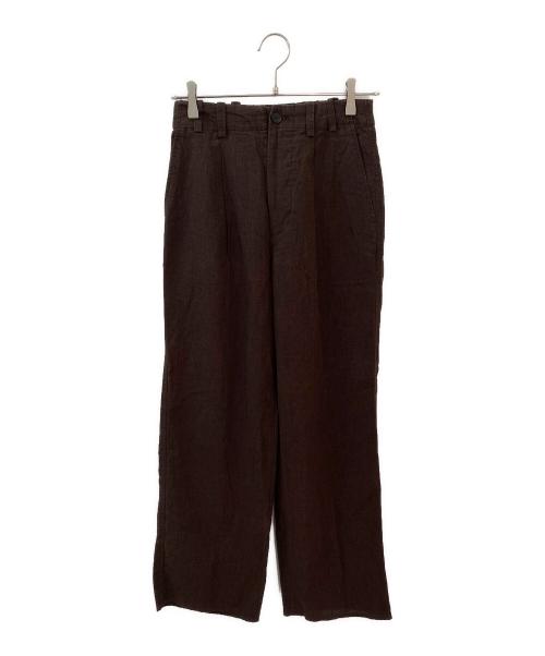 Spick and Span（スピック＆スパン）Spick and Span (スピックアンドスパン) ハイブリッドラミー1タックパンツ ブラウン サイズ:36の古着・服飾アイテム