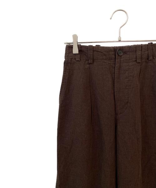 Spick and Span（スピック＆スパン）Spick and Span (スピックアンドスパン) ハイブリッドラミー1タックパンツ ブラウン サイズ:36の古着・服飾アイテム