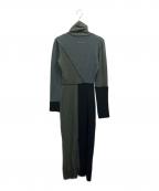 MM6 Maison Margielaエムエムシックスメゾンマルジェラ）の古着「Patchwork Long Sleeve Dress　パッチワーク ロングスリーブ ドレス」｜オリーブ