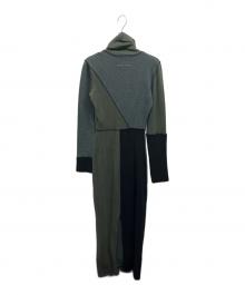 MM6 Maison Margiela（エムエムシックスメゾンマルジェラ）の古着「Patchwork Long Sleeve Dress　パッチワーク ロングスリーブ ドレス」｜オリーブ