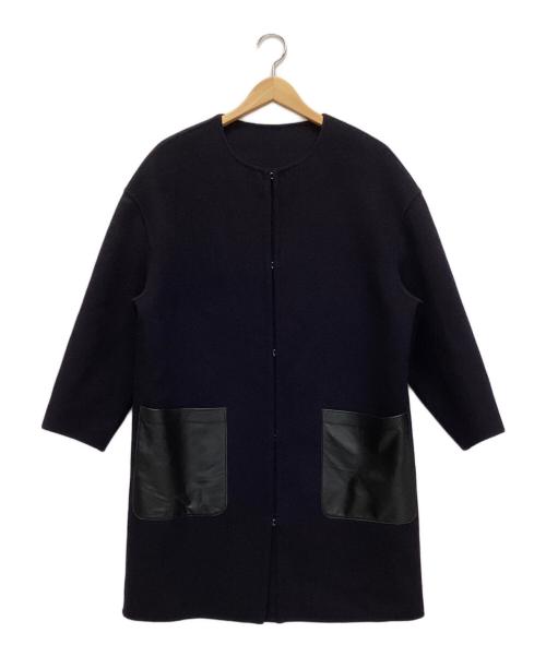 DAMA collection（ダーマコレクション）DAMA collection (ダーマコレクション) ラムレザーポケットウールコート ネイビー サイズ:1の古着・服飾アイテム