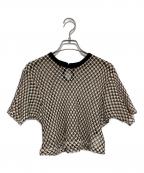 MAISON SPECIALメゾンスペシャル）の古着「Double Mesh Short Length T-shirt」｜アイボリー×ブラック
