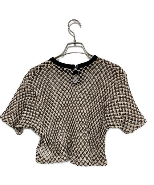 MAISON SPECIAL（メゾンスペシャル）MAISON SPECIAL (メゾンスペシャル) Double Mesh Short Length T-shirt アイボリー×ブラック サイズ:FREEの古着・服飾アイテム