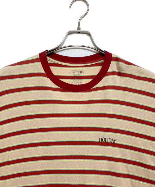 holiday（ホリデー）holiday (ホリデー) SUPER FINE BORDER S/S TSHIRT レッド サイズ:XLの古着・服飾アイテム