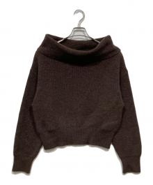 FRAY ID（フレイ アイディー）の古着「ドルマンスリーブオフショルダーニット」｜ブラウン