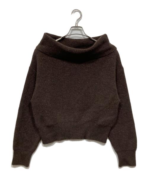 FRAY ID（フレイ アイディー）FRAY ID (フレイ アイディー) ドルマンスリーブオフショルダーニット ブラウン サイズ:ONE SIZEの古着・服飾アイテム