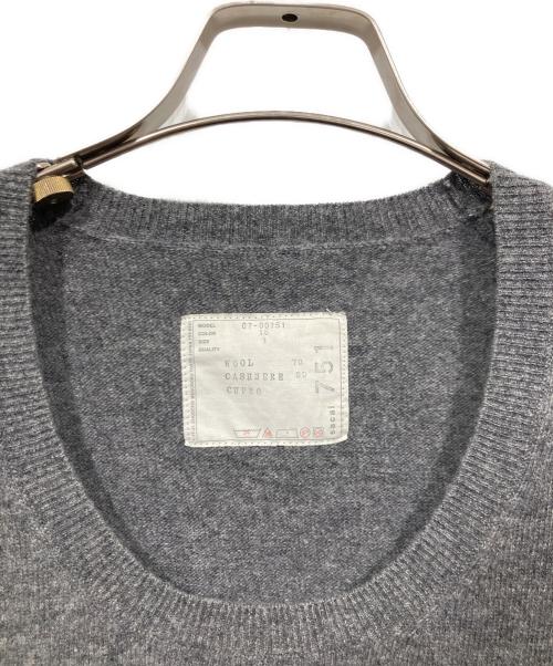 sacai（サカイ）sacai (サカイ) カシミヤ混半袖ニット グレー サイズ:1の古着・服飾アイテム
