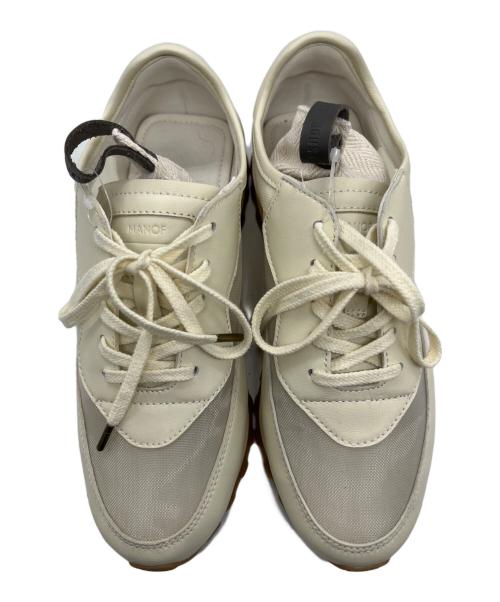FOOT INDUSTRY（フットインダストリー）FOOT INDUSTRY (フットインダストリー) MANOF (マノフ) CURVE LINE MESH SNEAKER　カーブラインメッシュスニーカー アイボリー サイズ:24の古着・服飾アイテム