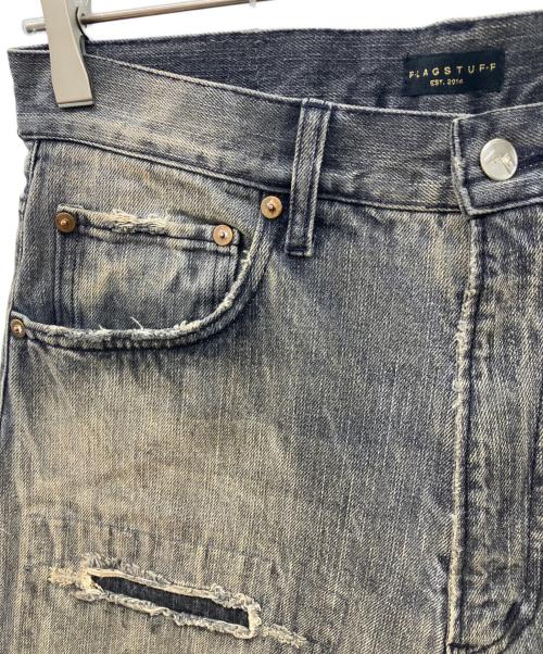 flagstuff（フラグスタフ）flagstuff (フラグスタフ) BORO DENIM PANTS ブラック サイズ:Mの古着・服飾アイテム
