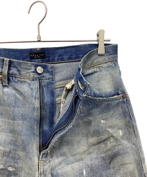 flagstuff（フラグスタフ）flagstuff (フラグスタフ) BORO DENIM PANTS　ボロ　デニム　パンツ インディゴ サイズ:Mの古着・服飾アイテム