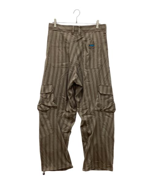 MUZE TURQUOISE LABEL（ミューズ ターコイズ レーベル）MUZE TURQUOISE LABEL (ミューズ ターコイズ レーベル) VILOFT STRIPE DOUBLE KNEE CARGO PANTS　バイロフトストライプダブルニーカーゴパンツ ブラウン サイズ:1の古着・服飾アイテム