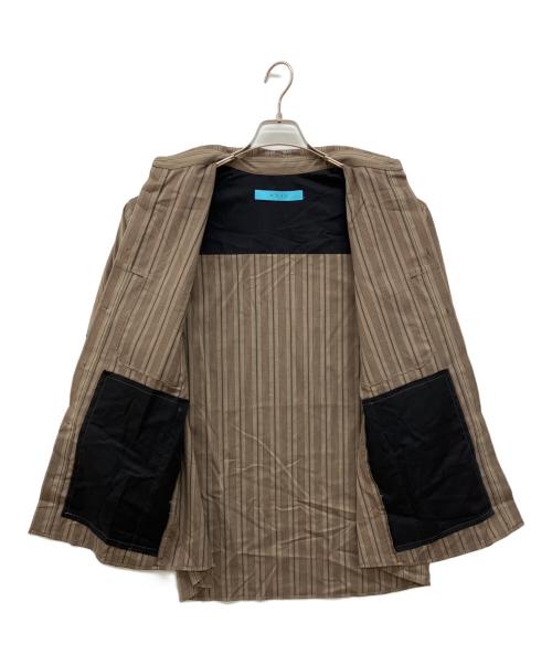 MUZE TURQUOISE LABEL（ミューズ ターコイズ レーベル）MUZE TURQUOISE LABEL (ミューズ ターコイズ レーベル) VILOFTR STRIPE SH　ストライプシャツ ブラウン サイズ:1の古着・服飾アイテム